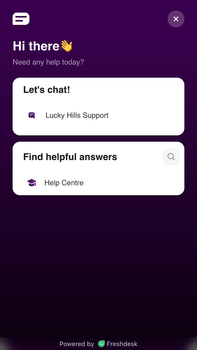 La live chat di Luckyhills e l'Help Centre